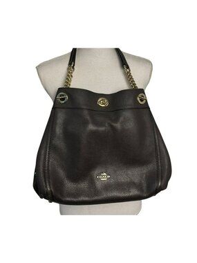 Coach Turnlock Edie Shoulder Bag Oxblood Pebble Leather Style 36855 Used